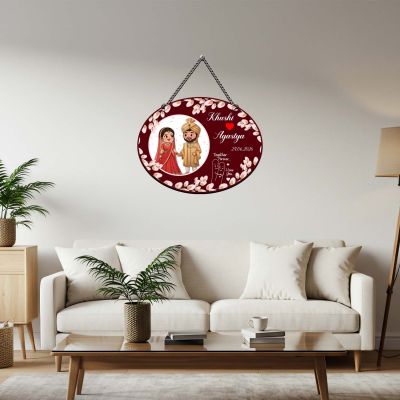 Gift Me Bazar Personalized Couple Wedding Wall Hanging Decoration Wall Art Decor Indoor Wall Hanging Decoration Gift for Friends Wedding